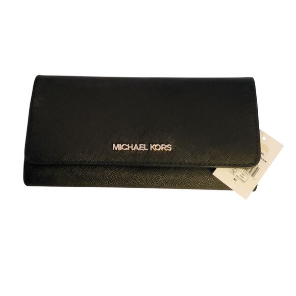 Michael Kors Crossgrain Leather Tri Fold Wallet Black - Picture 4 of 4